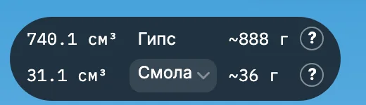 Плашка: гипс около 888 г