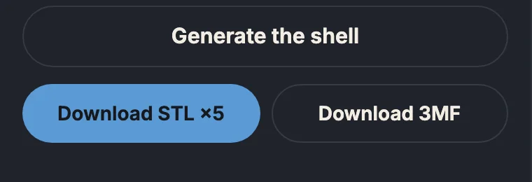 The “Download STL” and “Download 3MF” buttons